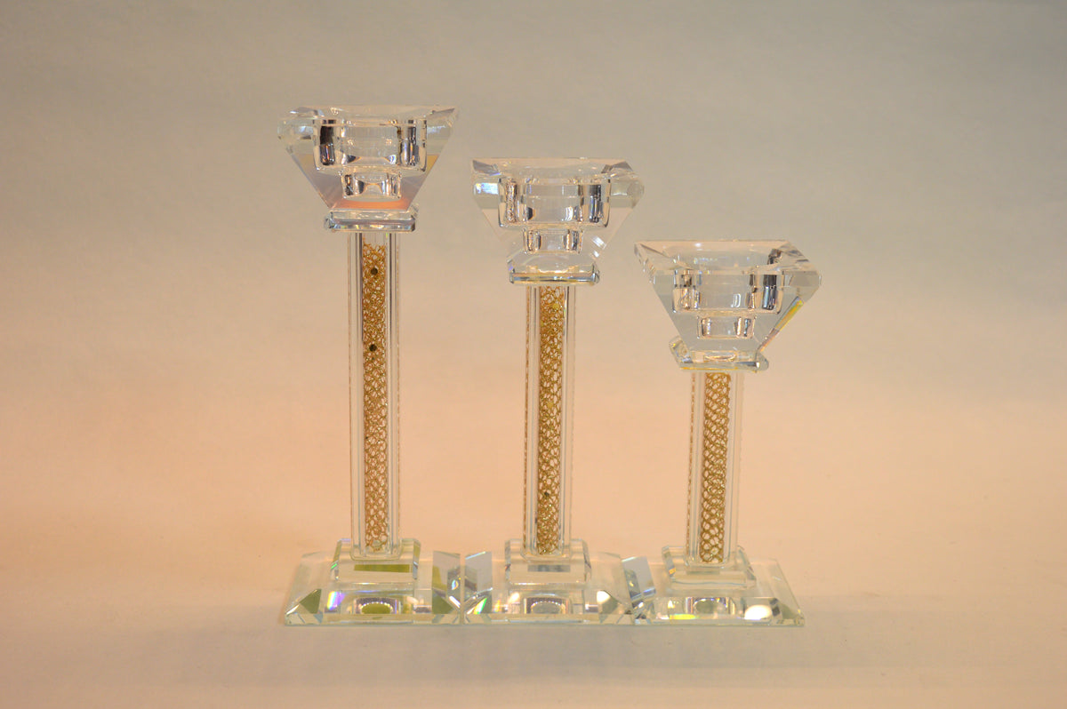 Luxury Crystal Glass Candle Holders Set – Modern Candle Sticks for Home Décor