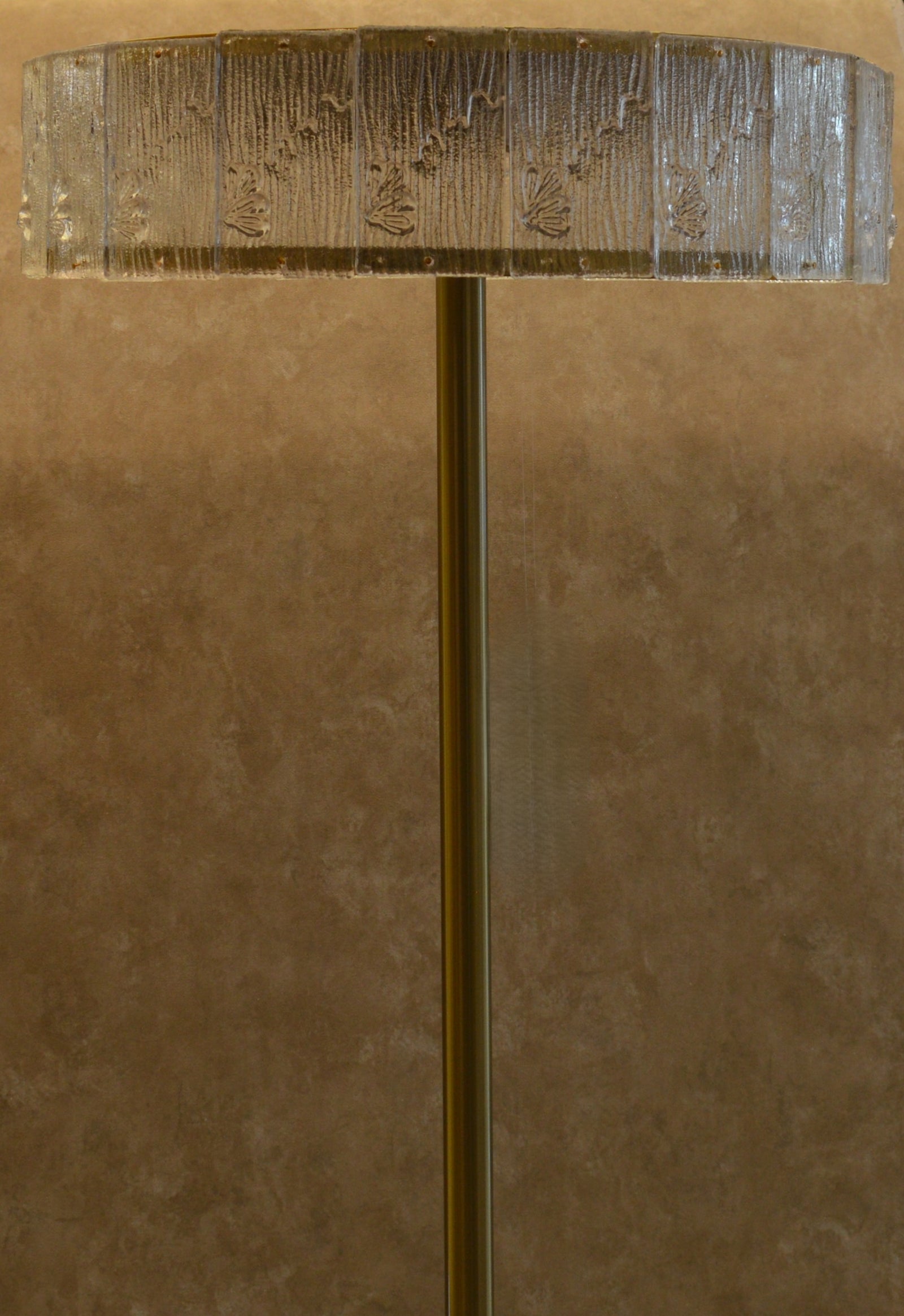Vintage Murano Style Ice Glass Floor & Table Lamp Set Mid Century Modern