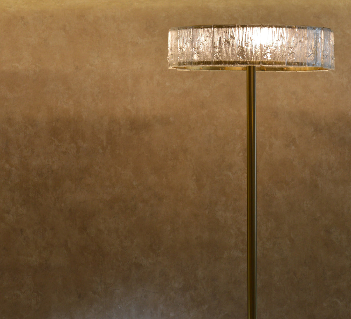 Vintage Murano Style Ice Glass Floor & Table Lamp Set Mid Century Modern