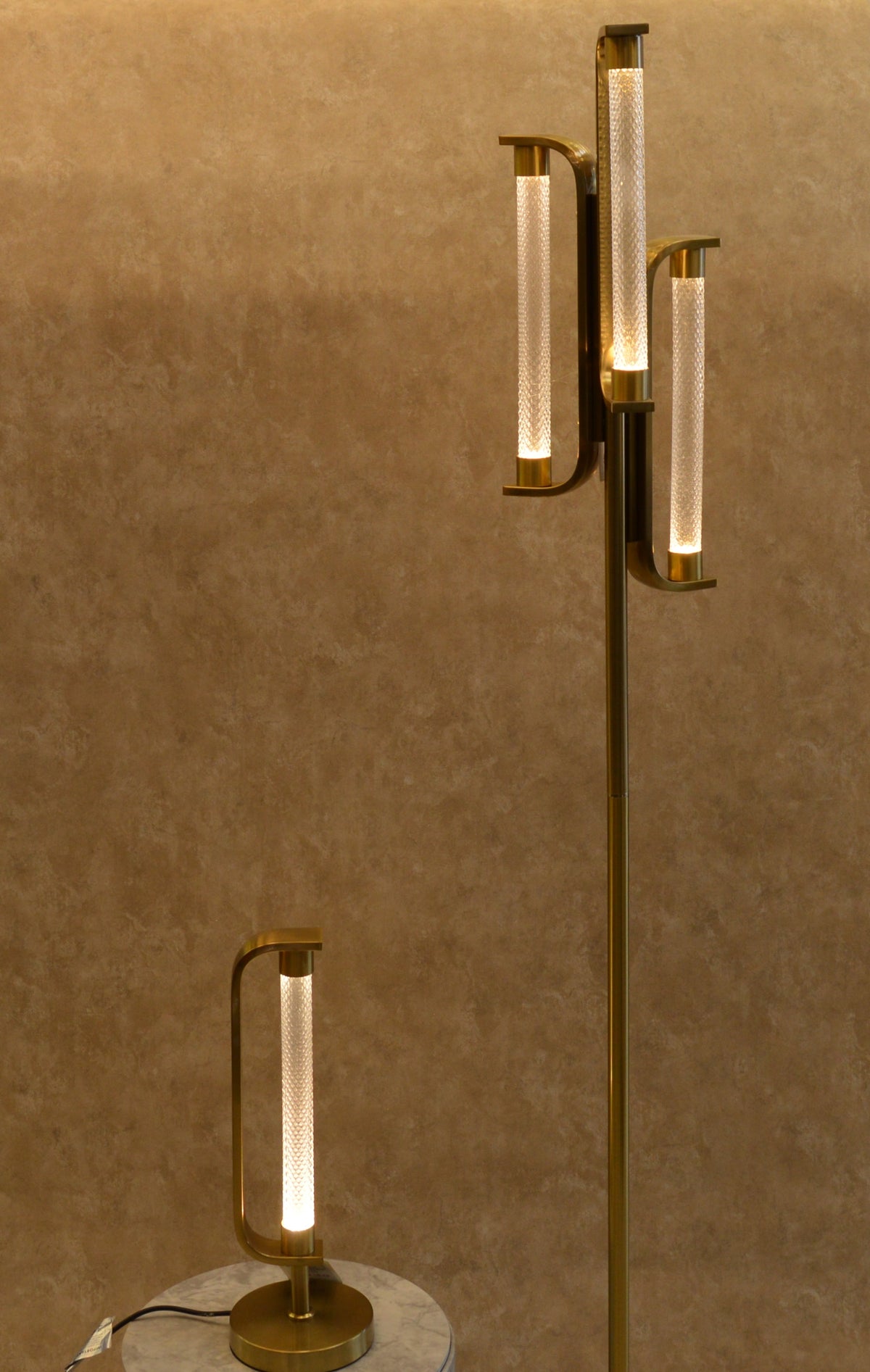 Modern Luxury LED Crystal Tube Luxe Lamp Set
