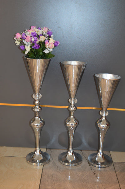 Home Décor Flower Vase in three different sizes in chrome & Gold-9102