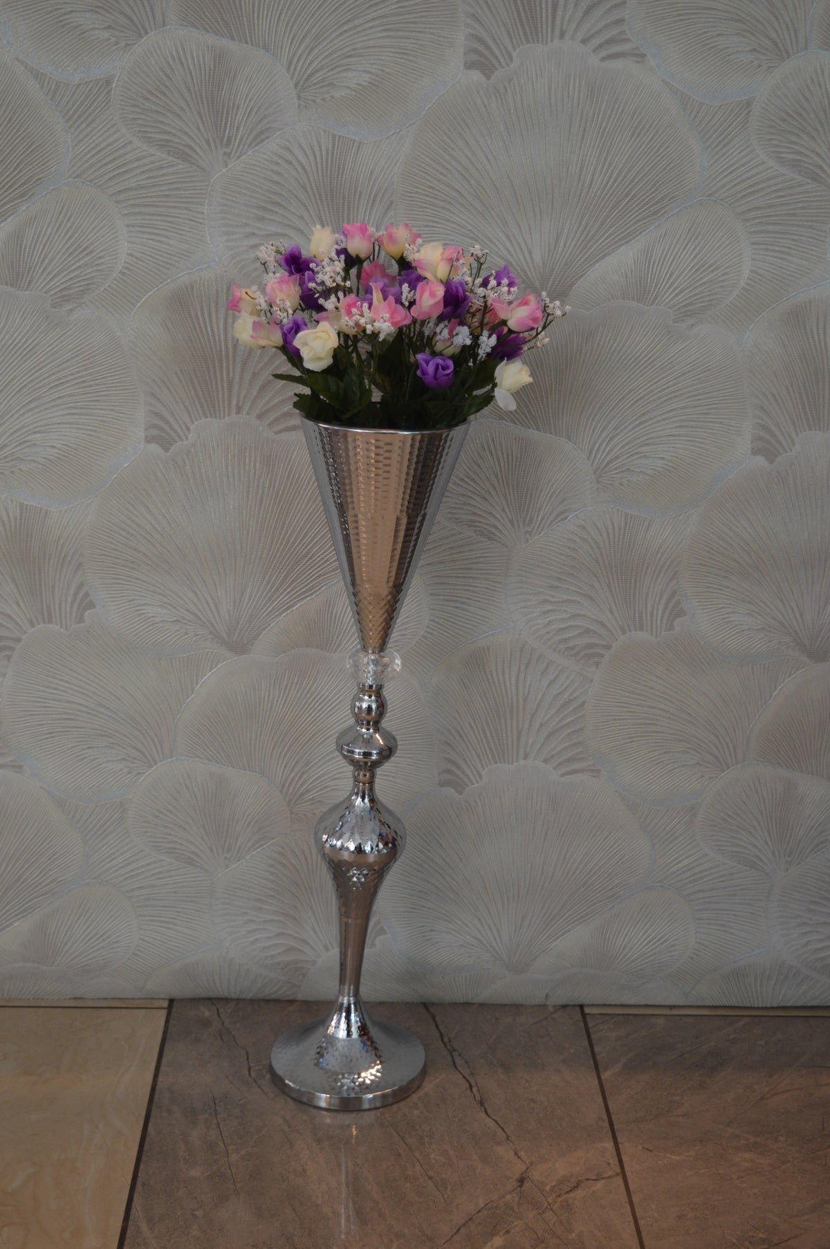 Home Décor Flower Vase in three different sizes in chrome & Gold-9832