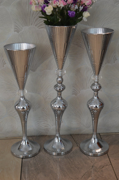 Home Décor Flower Vase in three different sizes in chrome & Gold-9102