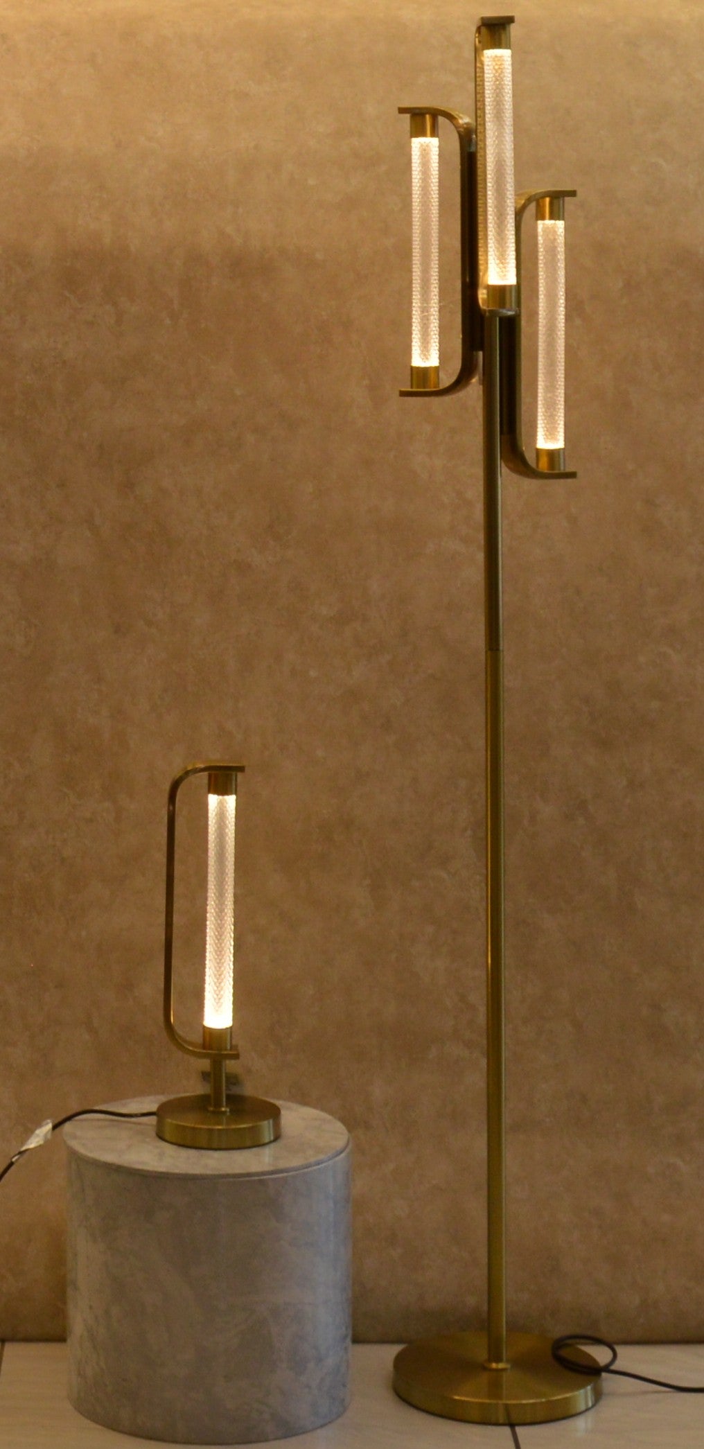 Modern Luxury LED Crystal Tube Luxe Lamp Set