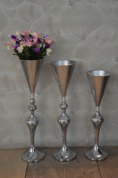Home Décor Flower Vase in three different sizes in chrome & Gold-9102