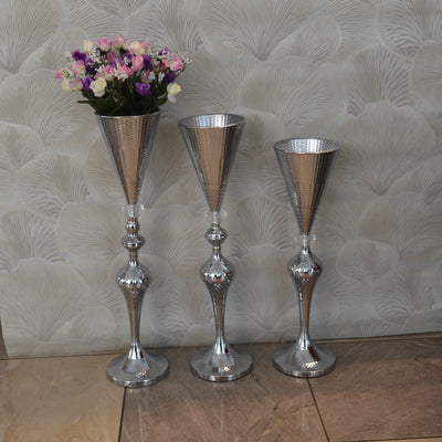 Home Décor Flower Vase in three different sizes in chrome & Gold-9102