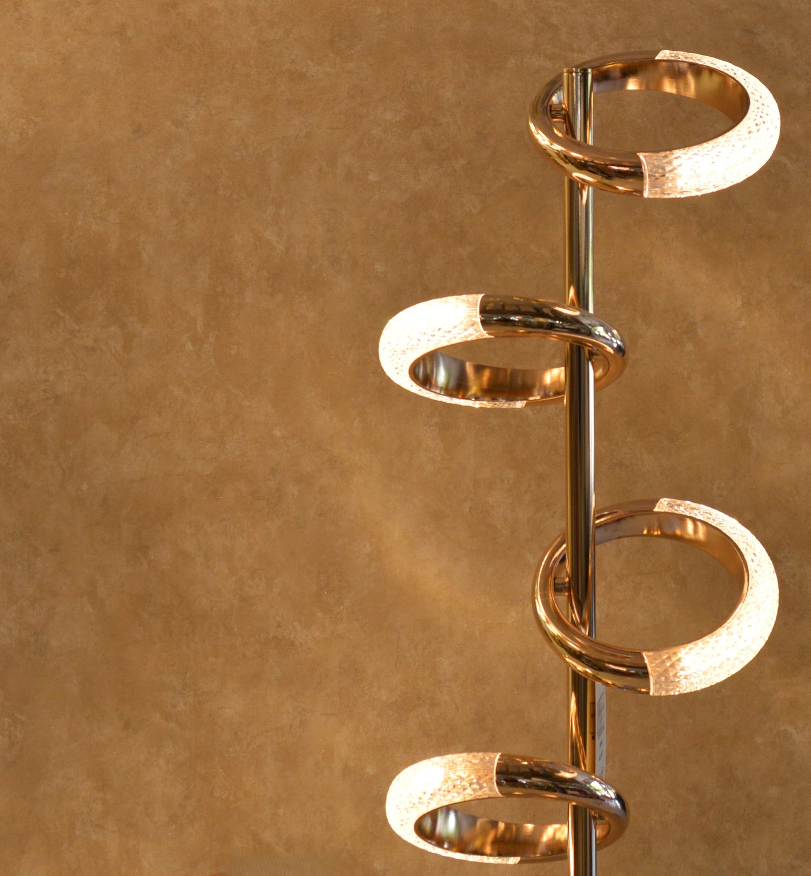 Modern Spiral Ring LED Floor Lamp & Table Lamp Set Gold Contemporary Light