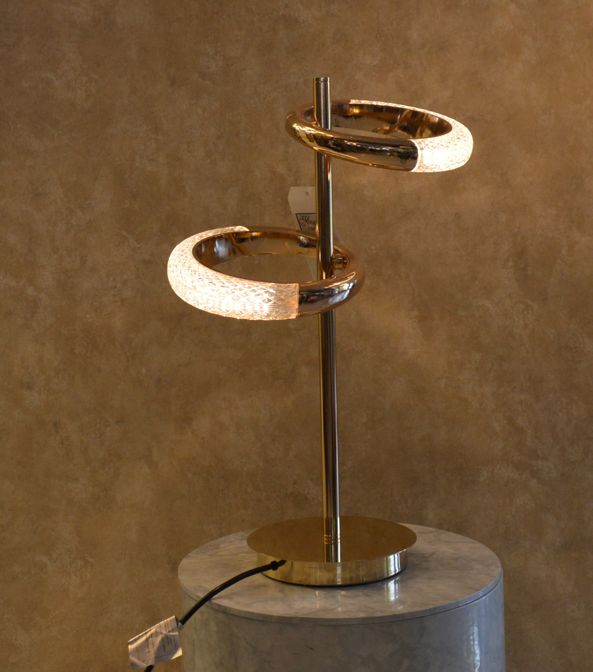 Modern Spiral Ring LED Floor Lamp & Table Lamp Set Gold Contemporary Light