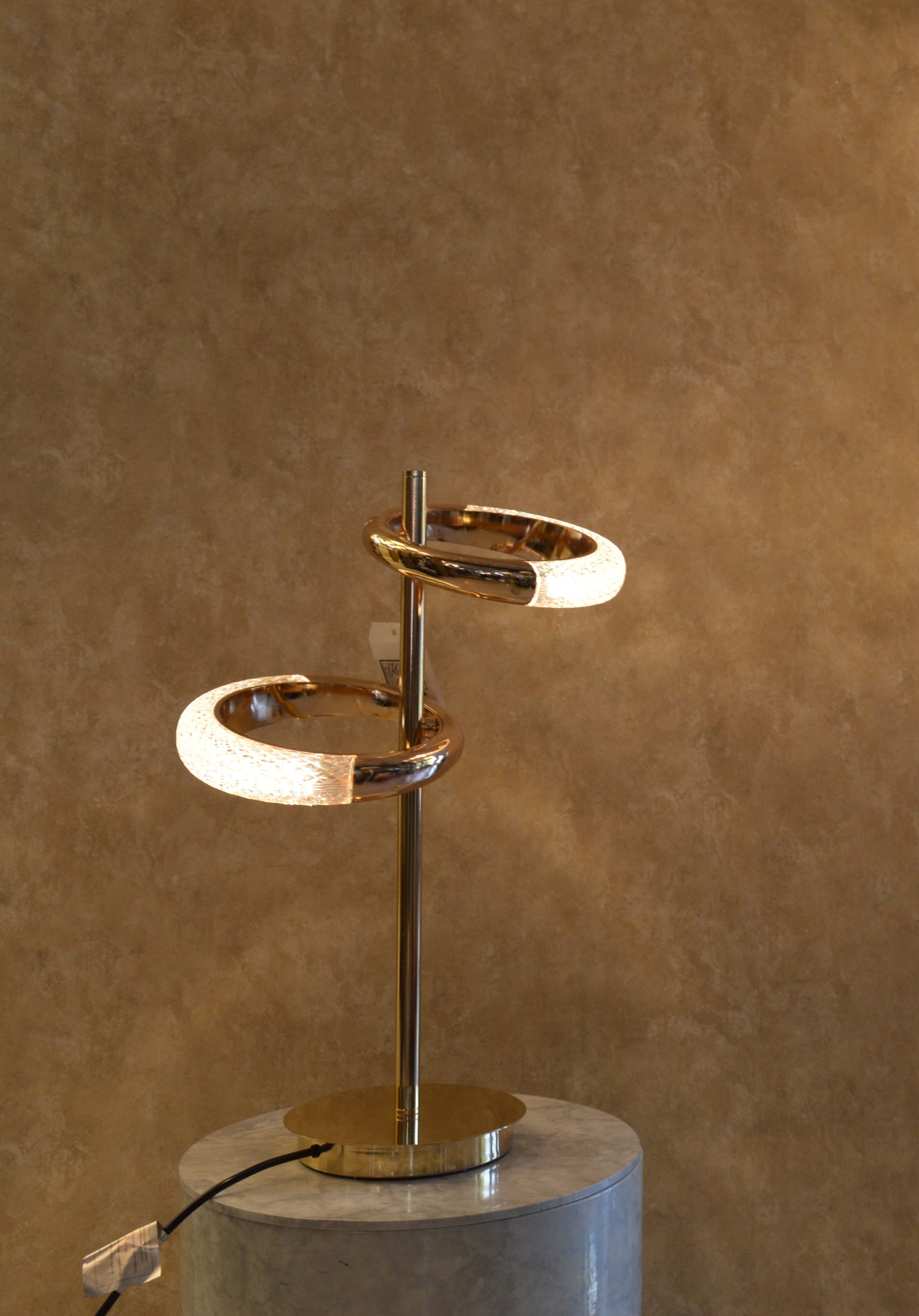 Modern Spiral Ring LED Floor Lamp & Table Lamp Set Gold Contemporary Light