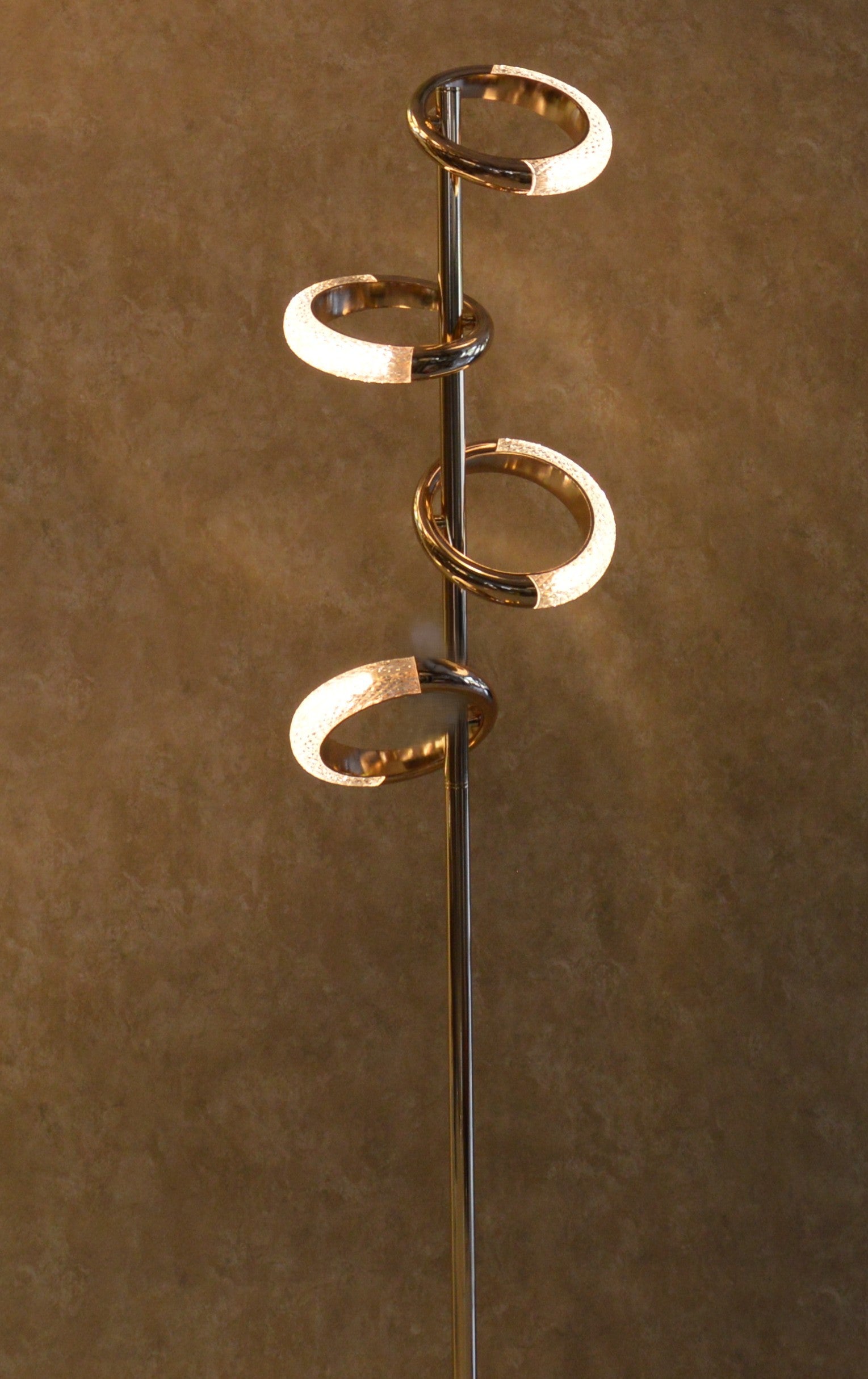 Modern Spiral Ring LED Floor Lamp & Table Lamp Set Gold Contemporary Light