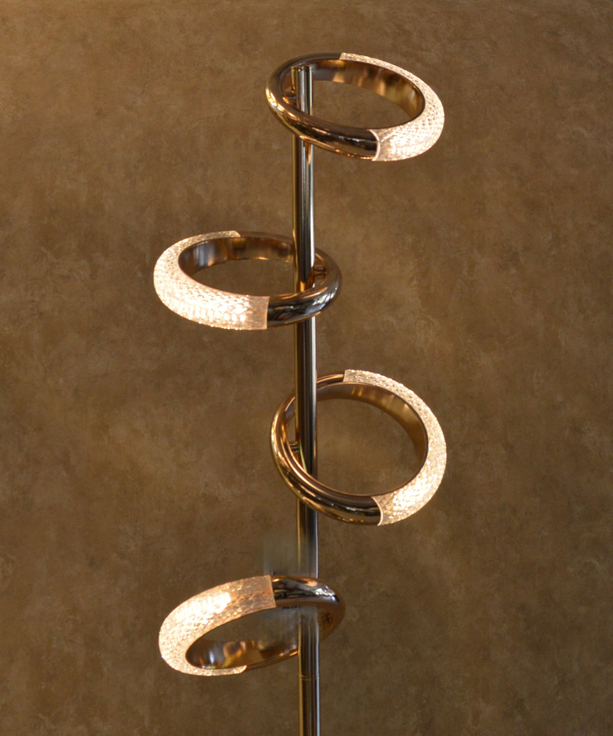 Modern Spiral Ring LED Floor Lamp &amp; Table Lamp Set Gold Contemporary Light