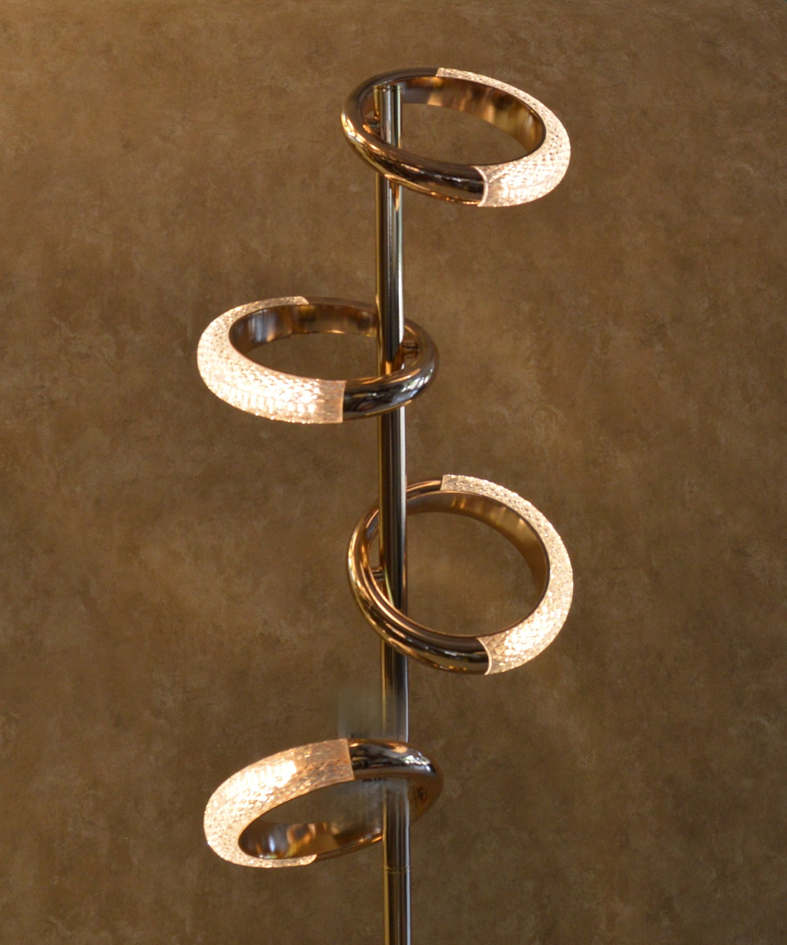 Modern Spiral Ring LED Floor Lamp & Table Lamp Set Gold Contemporary Light