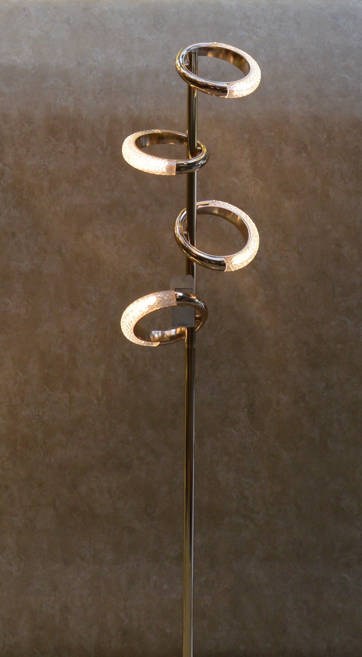 Modern Spiral Ring LED Floor Lamp & Table Lamp Set Gold Contemporary Light