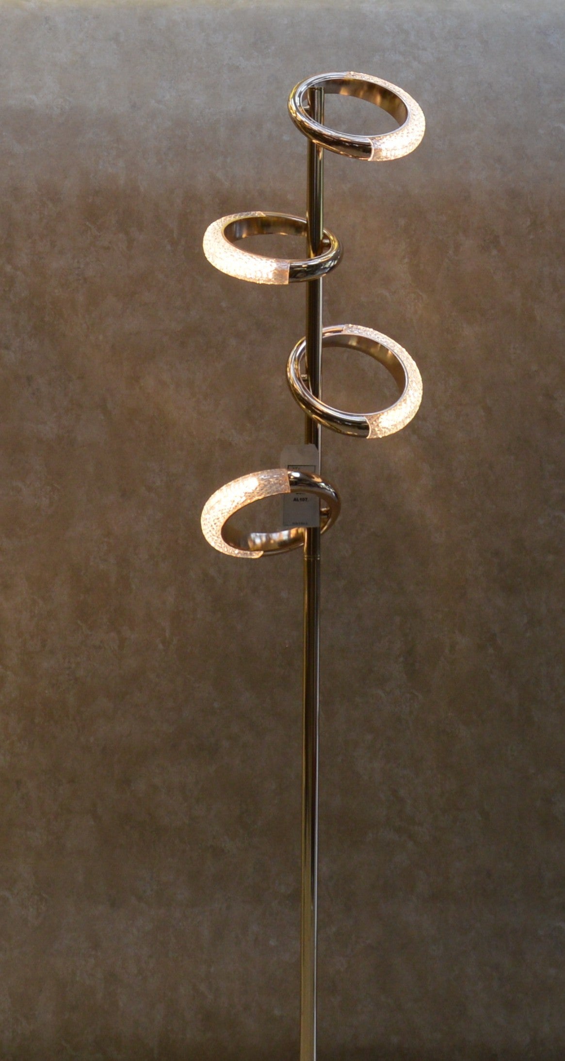Modern Spiral Ring LED Floor Lamp & Table Lamp Set Gold Contemporary Light