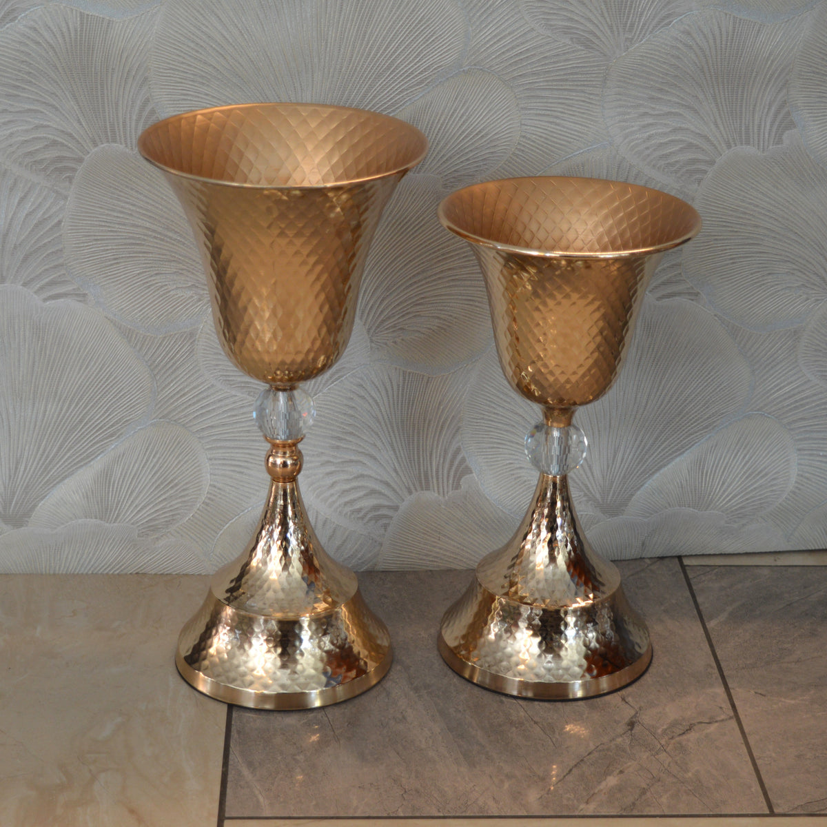 Home Décor Flower Vase in three different sizes in chrome & Gold-9832