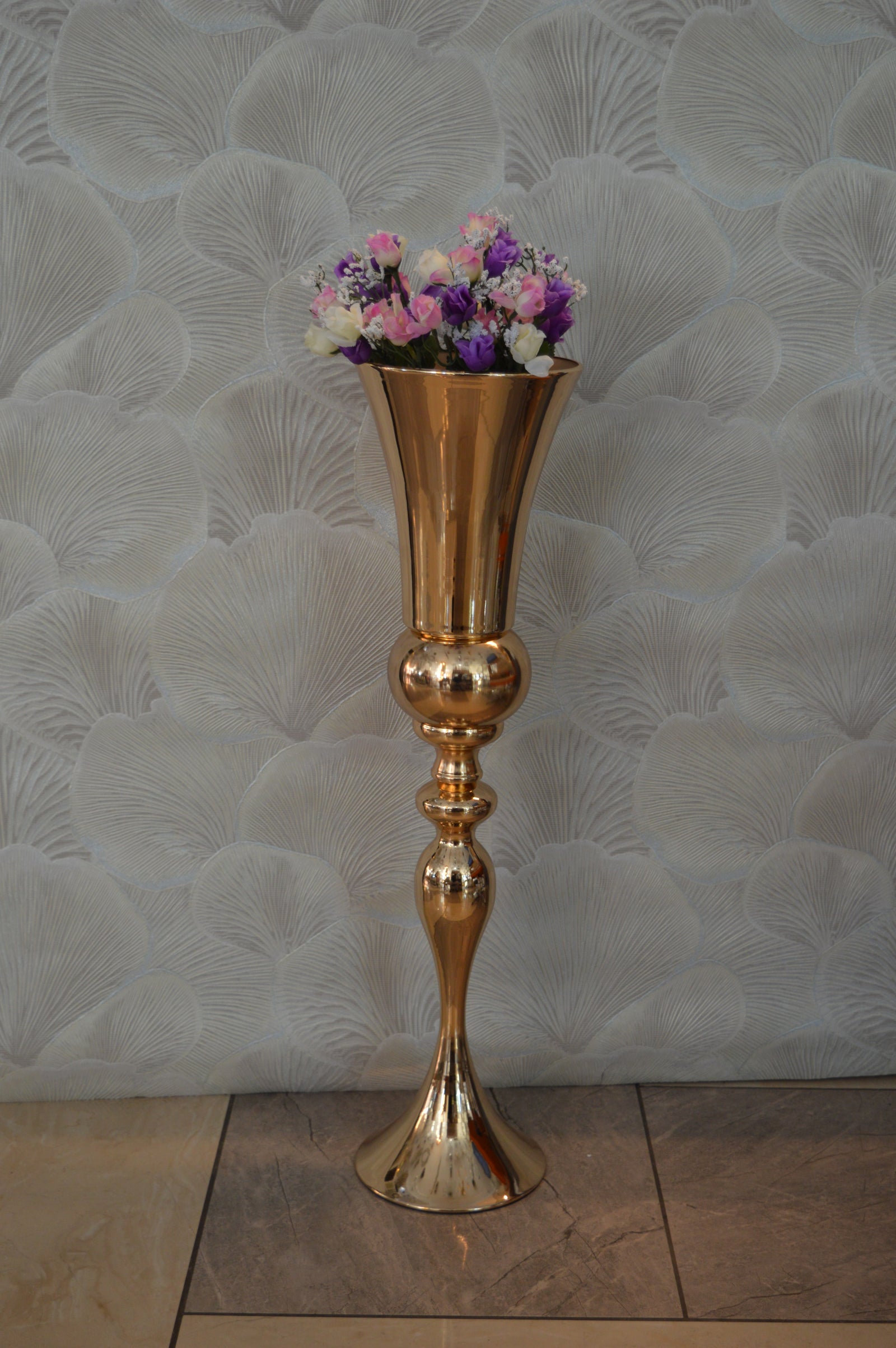 Home Décor Flower Vase in three different sizes in chrome & Gold-9832