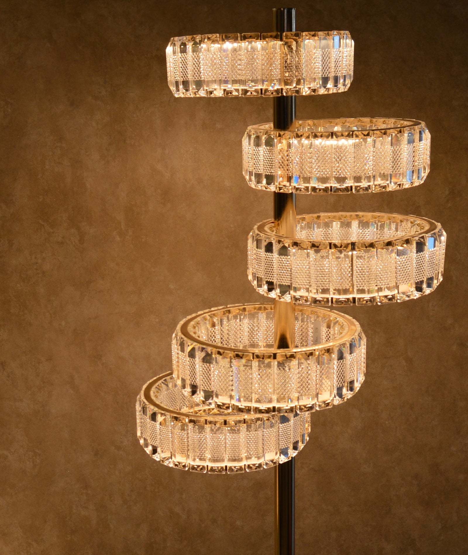 Classic Modern Crystal Halo LED Floor Lamp & Table Lamp Set Contemporary Gold