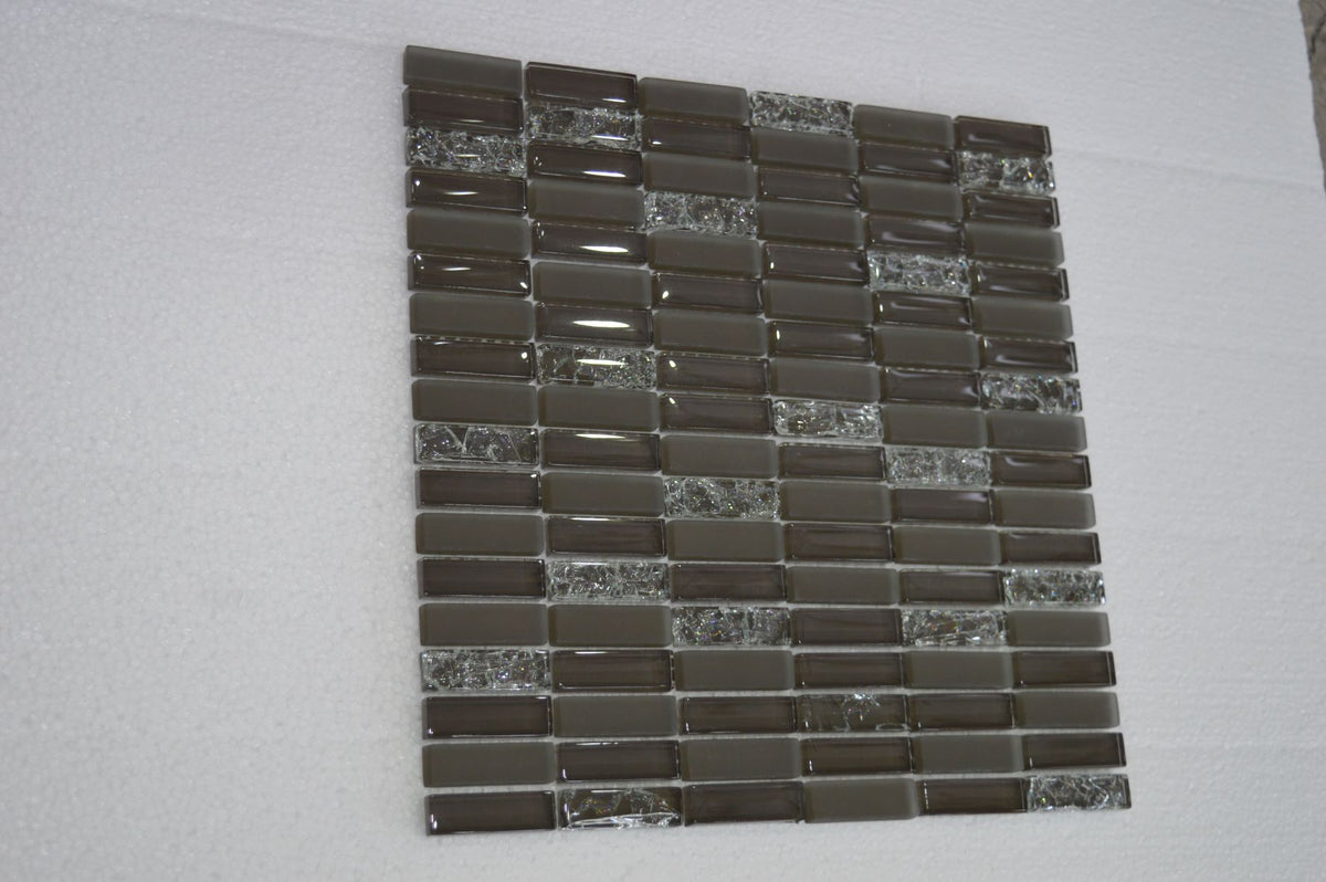 Brown Crackle-effect Glass Mosaic Tile | 1 sheet 300x300x8mm | 11 sheets 1sqm-JM03