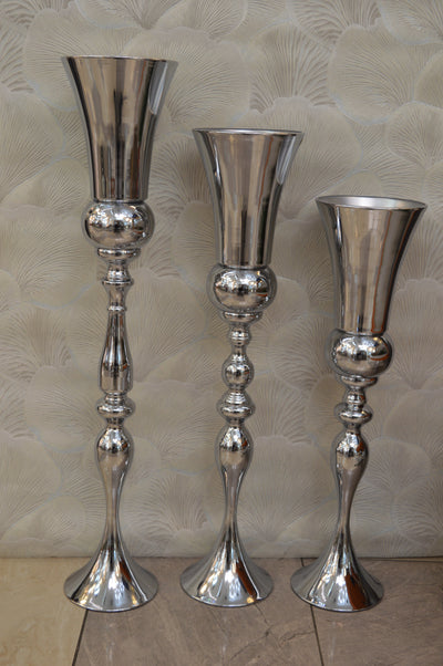 Home Décor Flower Vase in three different sizes in chrome & Gold-9102