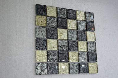 Black & Golden Leaf Glass Mosaic Tile-300*300*8mm-11sheets-1m2-Code: FO012
