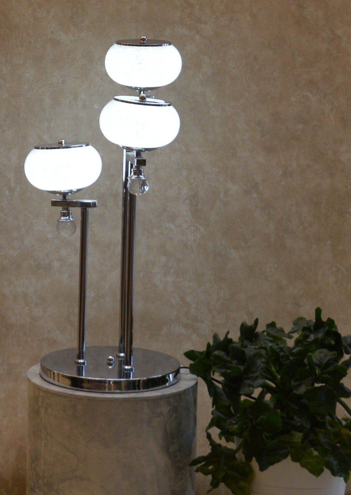 Modern Chrome Multi Globe Floor & Table Lamp Set White Glass Shades