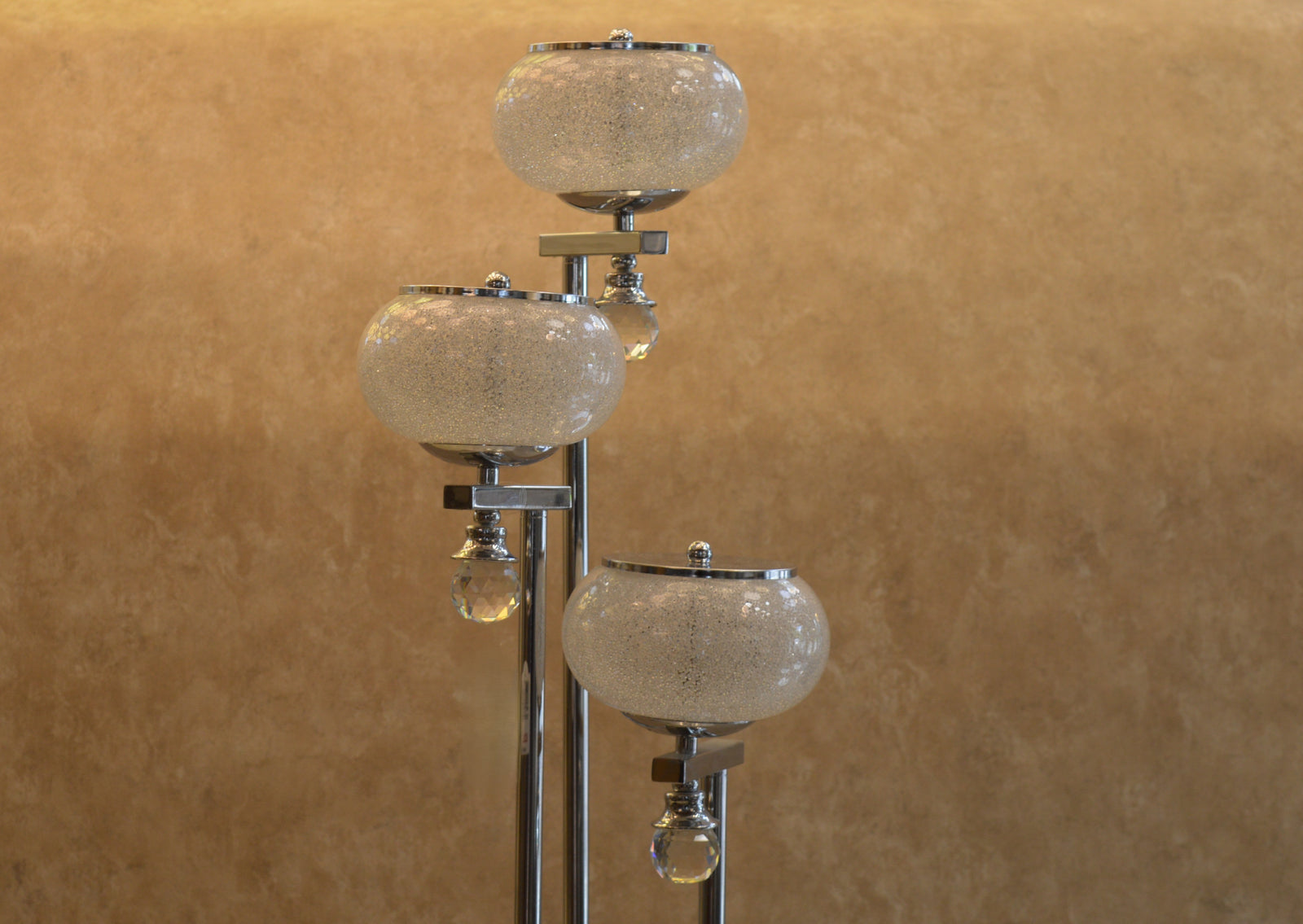 Modern Chrome Multi Globe Floor & Table Lamp Set White Glass Shades