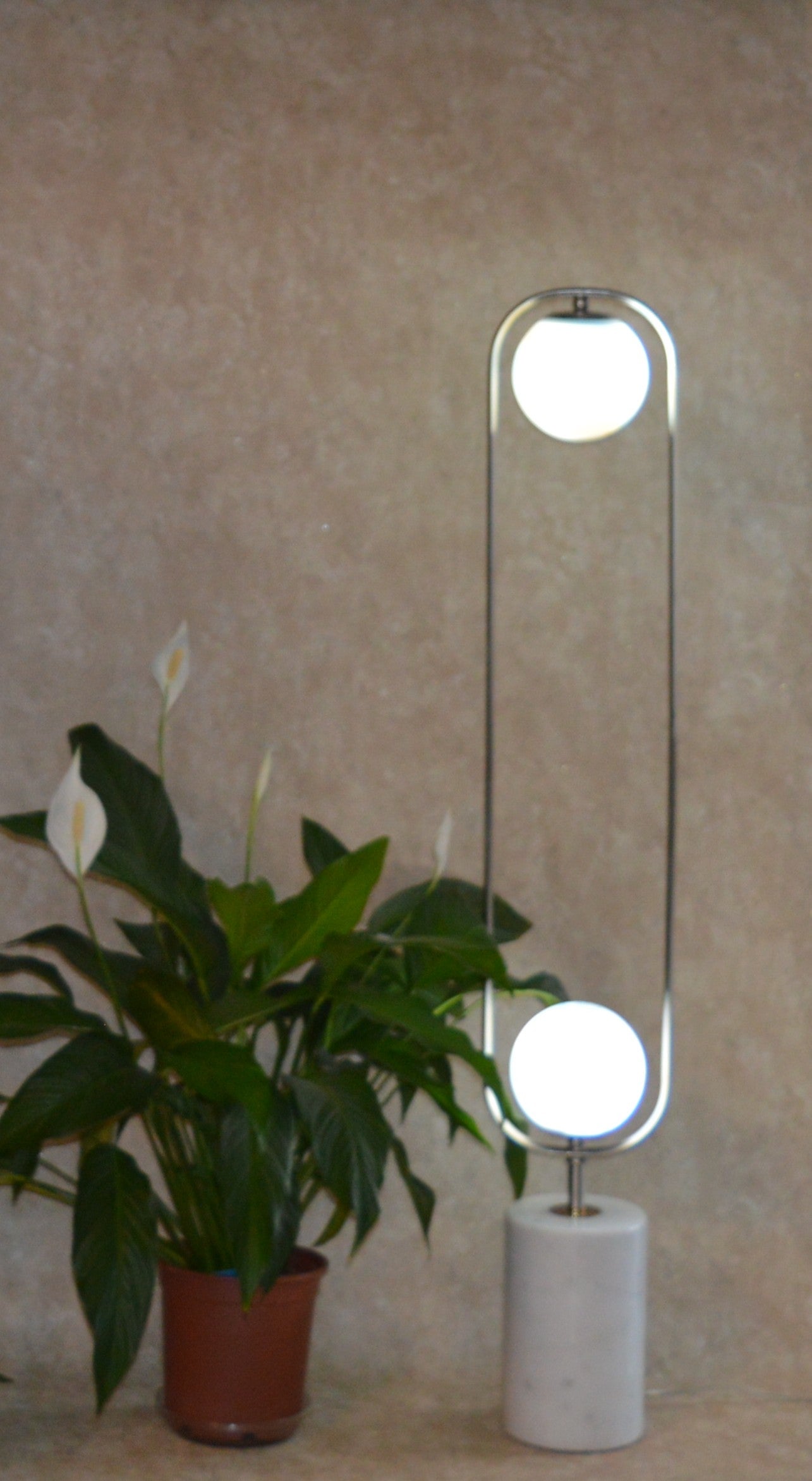 Kingston Orbit Modern Double Globe Lighting Floor Lamp with Marble Base