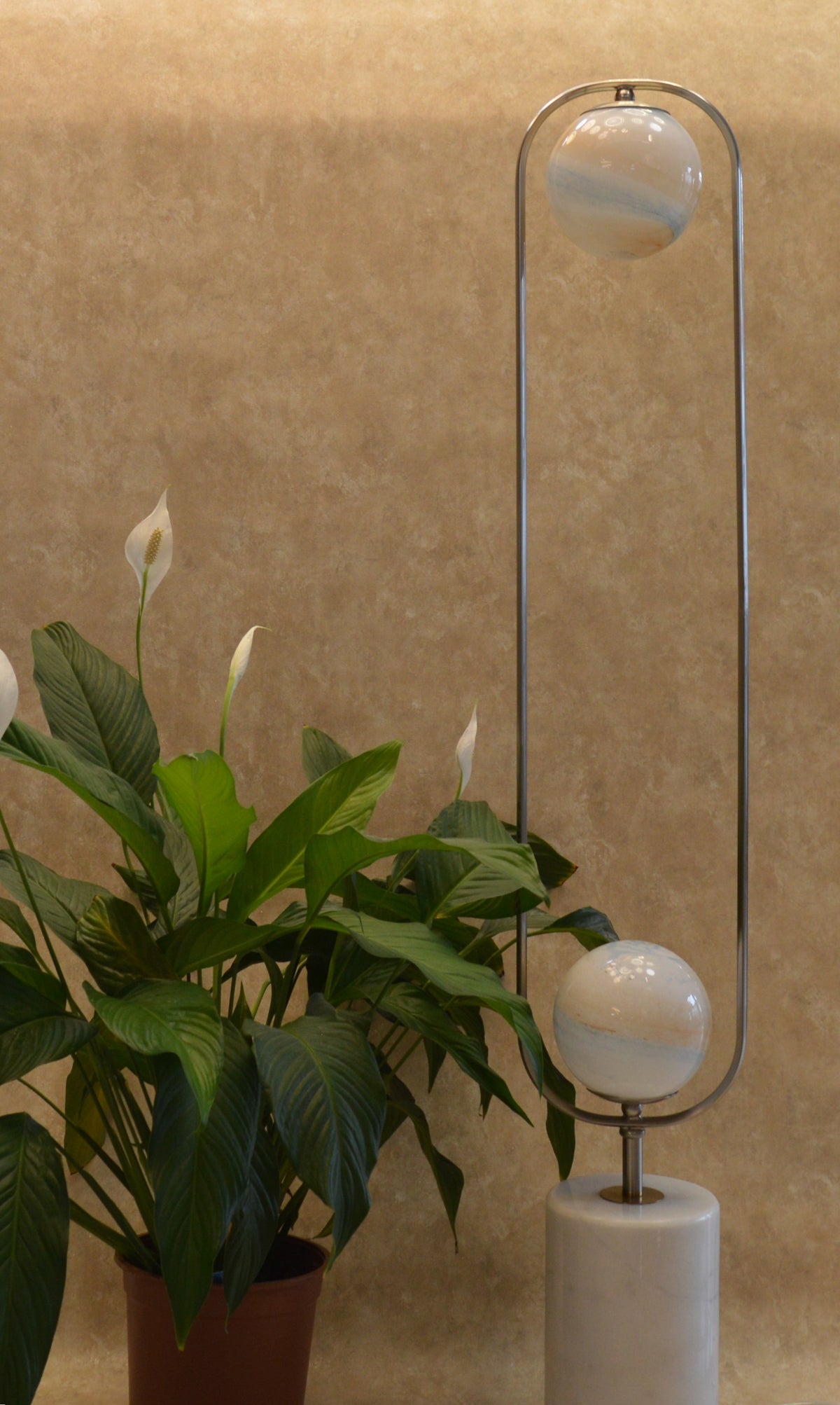 Kingston Orbit Modern Double Globe Lighting Floor Lamp with Marble Base