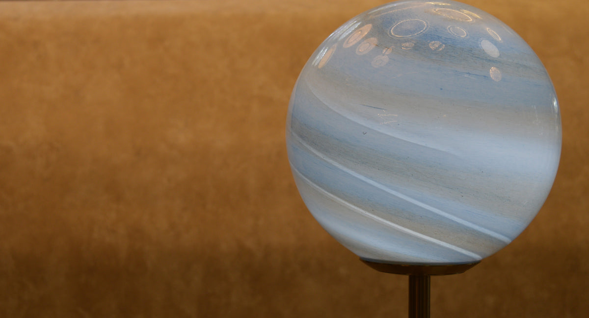 High End Modern Brass Floor Lamp with Marble Base & Dual Glass Globe Lights