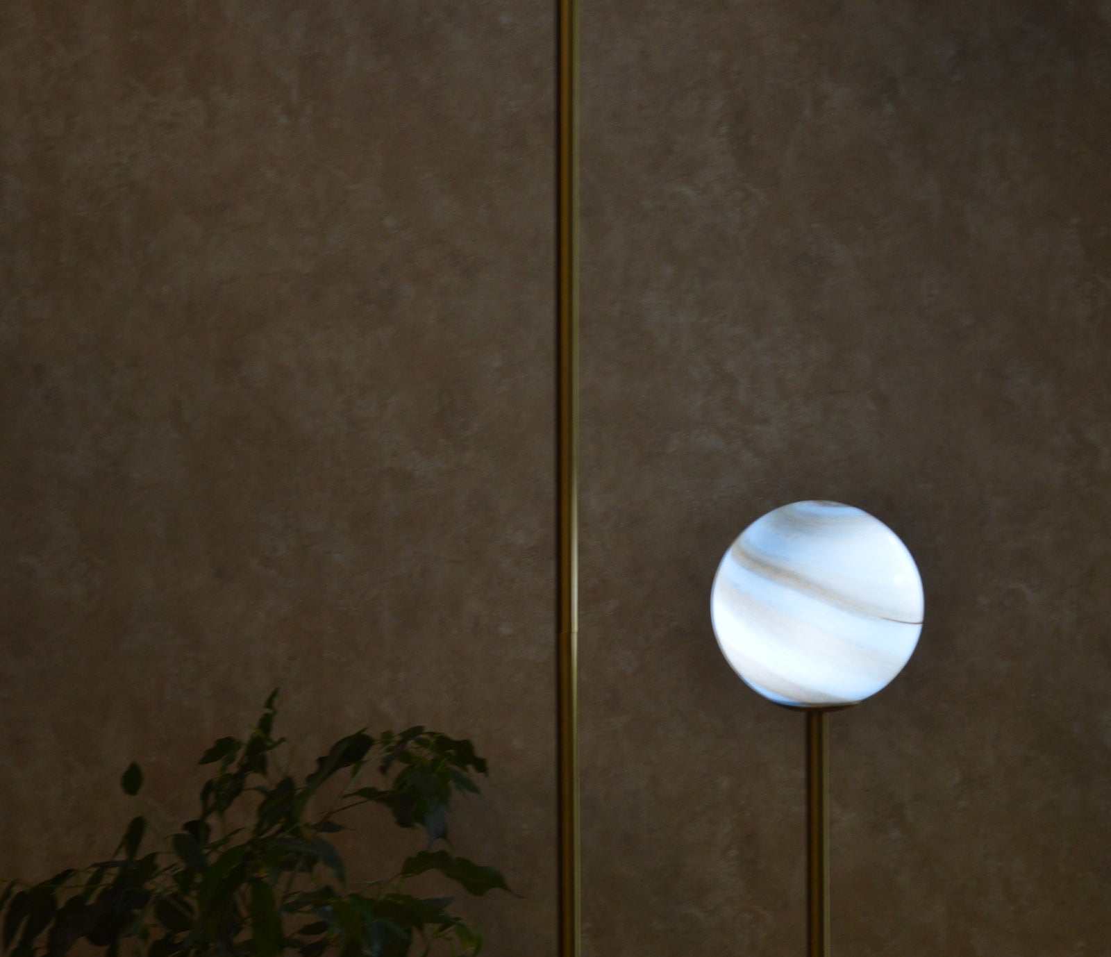 High End Modern Brass Floor Lamp with Marble Base & Dual Glass Globe Lights