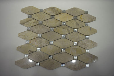 White, Grey, Beige & Black Marble Mosaic Tiles with Crystal  |300X300X8mm|11=1m2