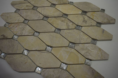 White, Grey, Beige & Black Marble Mosaic Tiles with Crystal  |300X300X8mm|11=1m2