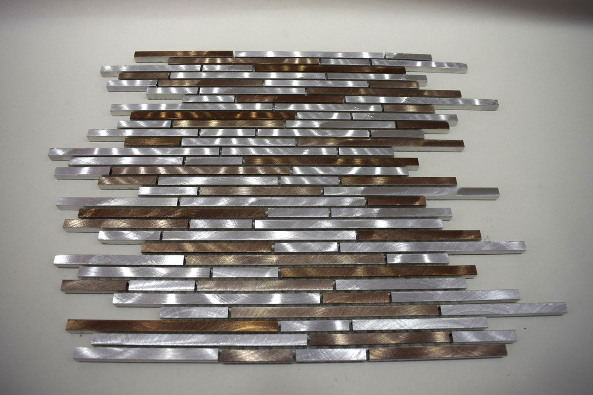 Wooden Grey Aluminium Mosaic Tile | 1 sheet 30cm x 30cm 8mm | 11 sheets 1sqm