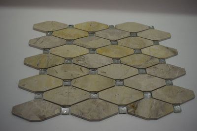 White, Grey, Beige & Black Marble Mosaic Tiles with Crystal  |300X300X8mm|11=1m2