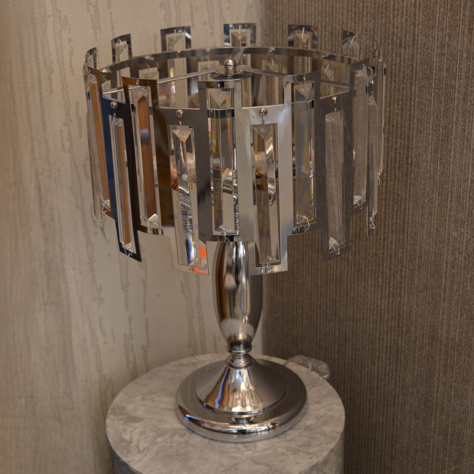 Modern Chrome Crystal Table Lamp | Luxury Bedside Desk Lamp | Home Living Room