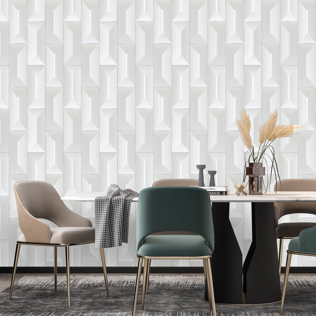 Kingston Modern Pattern Double width Wallpapers in 4 different colours-15mtr Length and 1mtr Width-GT10103, 04, 08 & 110