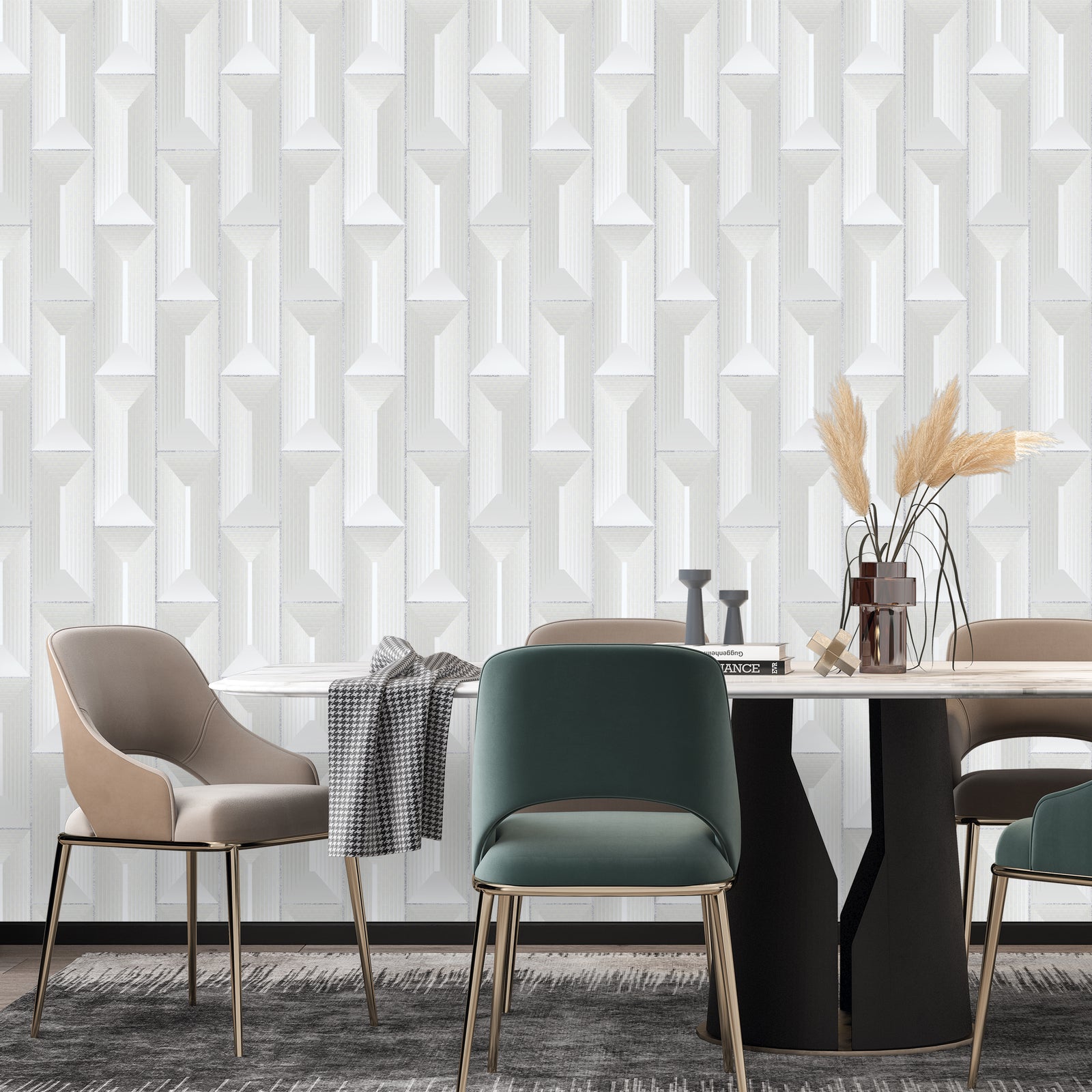 Kingston Modern Pattern Double width Wallpapers in 4 different colours-15mtr Length and 1mtr Width-GT10103, 04, 08 & 110