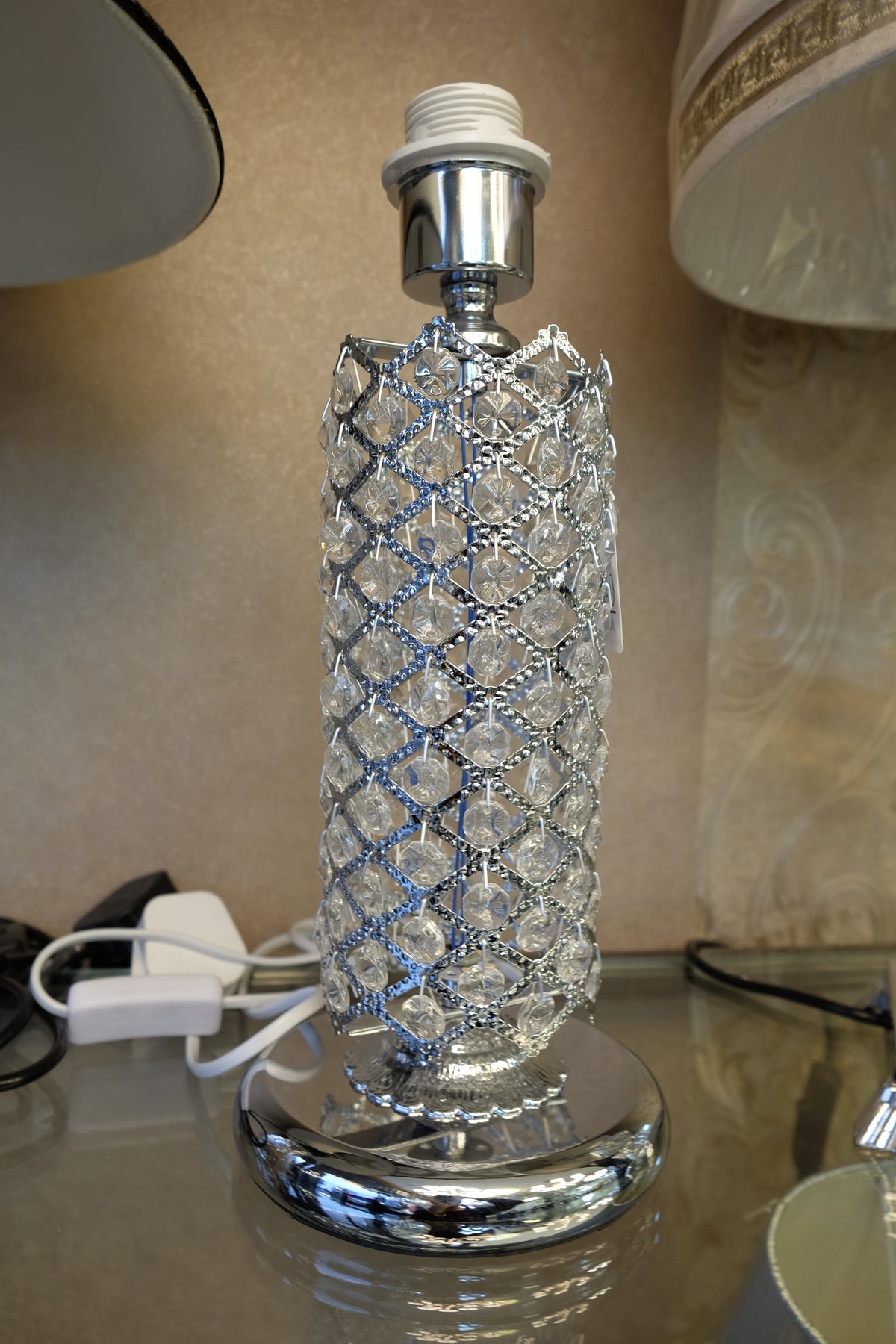 Luxury Crystal Column Table Lamps with Fabric Shades