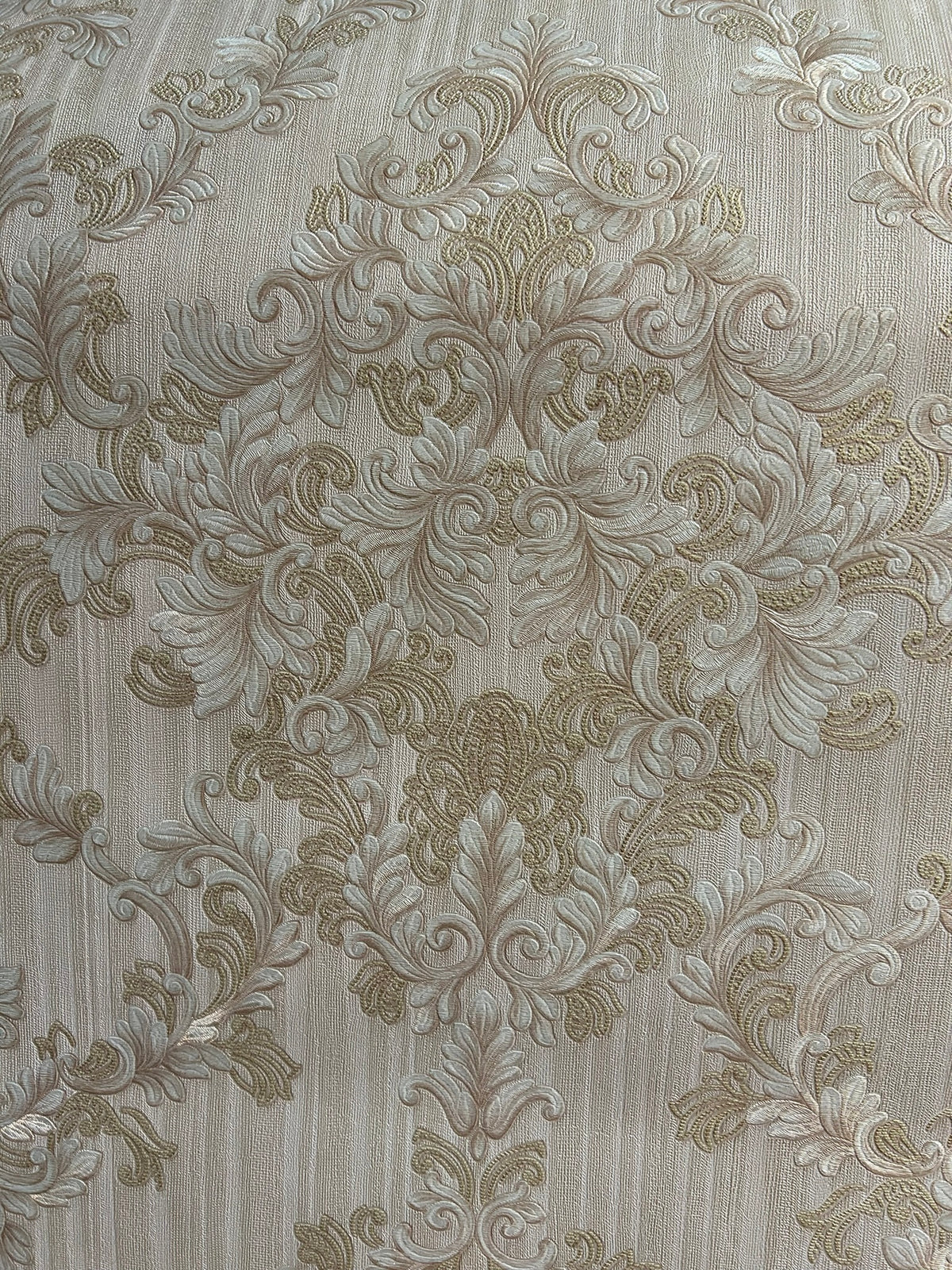 Modern Style Damask Pattern Cream Double Width wallpaper-15mtr Length and 1mtr Width