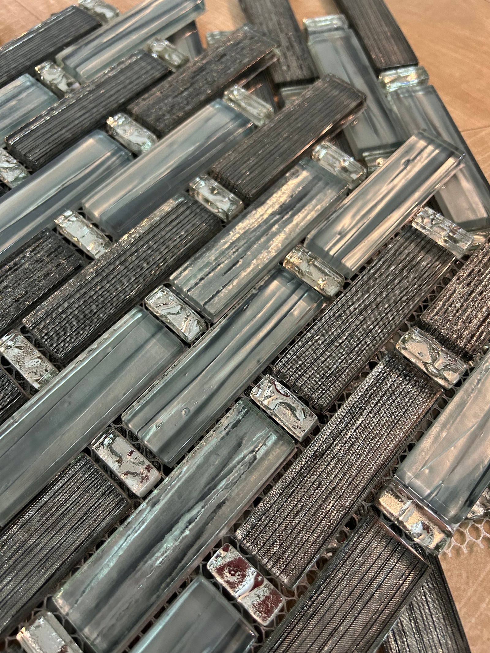 Ink Blue Glass Mosaic Tiles-300*300*8mm-11sheets-1m2-KRB17-01