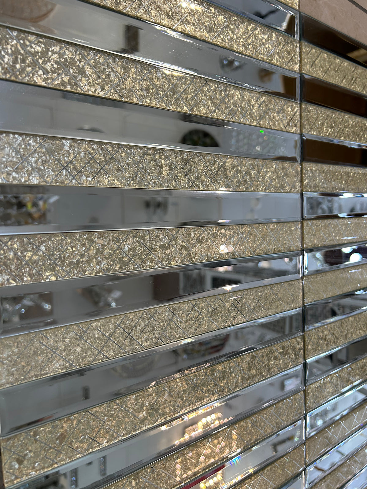 Gold Designed & Mirror Rectangle Glass Mosaic Tiles-300*300*8mm-11sheets-1m2-DZ3301