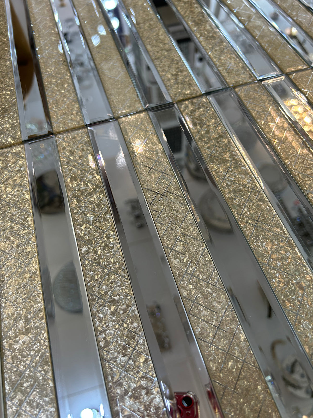 Gold Designed & Mirror Rectangle Glass Mosaic Tiles-300*300*8mm-11sheets-1m2-DZ3301