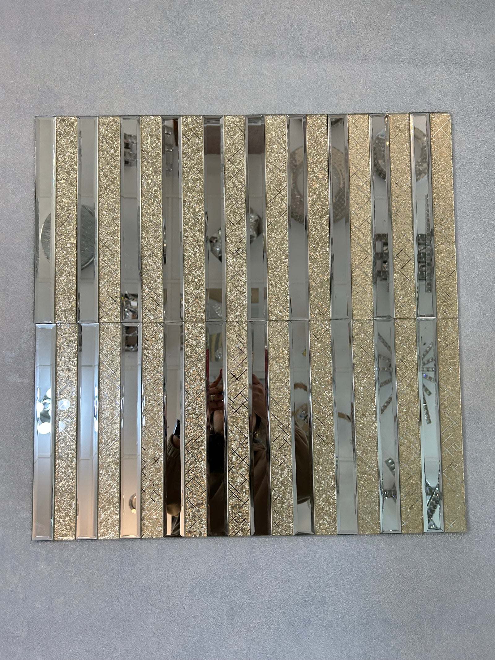 Gold Designed & Mirror Rectangle Glass Mosaic Tiles-300*300*8mm-11sheets-1m2-DZ3301
