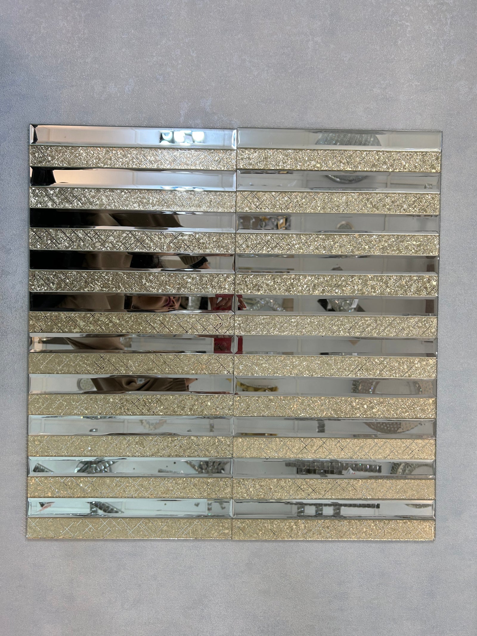Gold Designed & Mirror Rectangle Glass Mosaic Tiles-300*300*8mm-11sheets-1m2-DZ3301