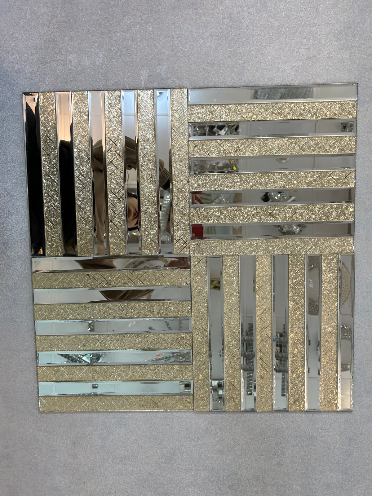 Gold Designed & Mirror Rectangle Glass Mosaic Tiles-300*300*8mm-11sheets-1m2-DZ3301