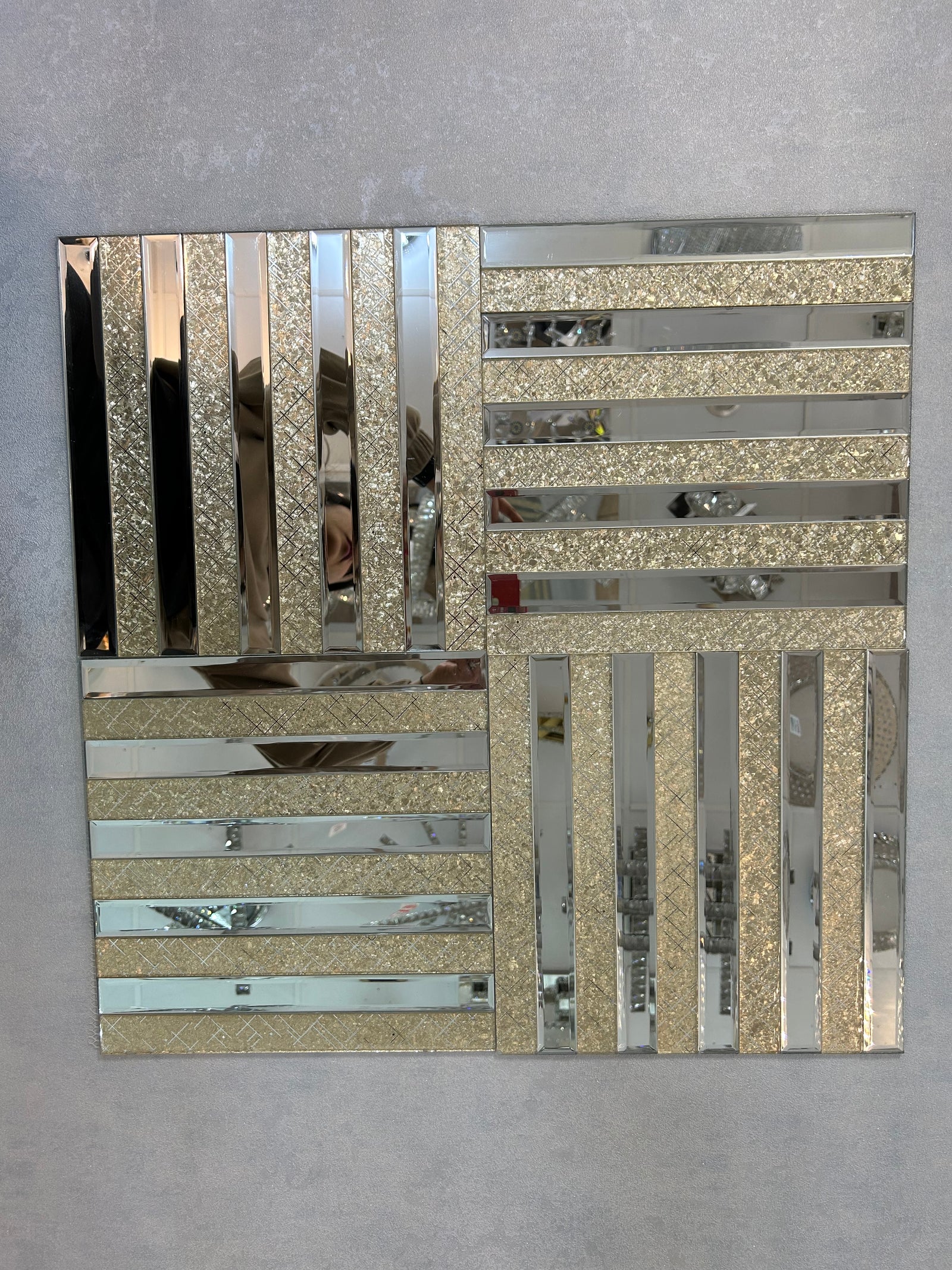 Gold Designed & Mirror Rectangle Glass Mosaic Tiles-300*300*8mm-11sheets-1m2-DZ3301