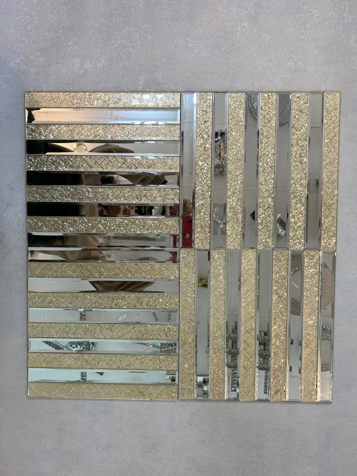 Gold Designed & Mirror Rectangle Glass Mosaic Tiles-300*300*8mm-11sheets-1m2-DZ3301