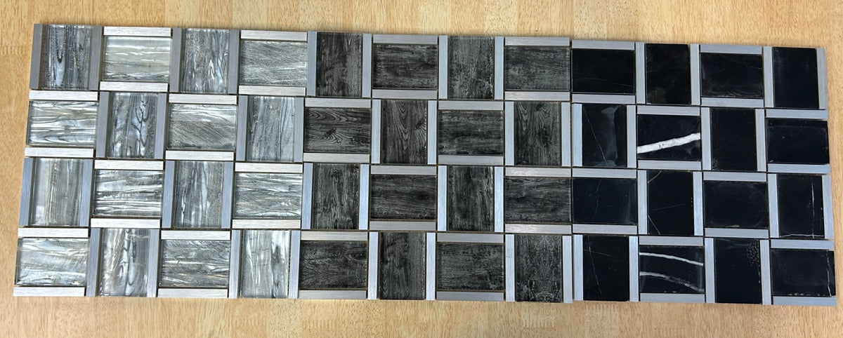 Black Metal Glass Mosaic Tiles-300*300*8mm-11sheets-1m2-BAW203