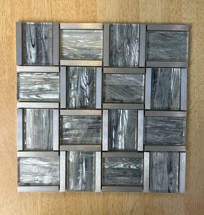 Dark Grey and Light Grey Metal Glass Mosaic Tiles