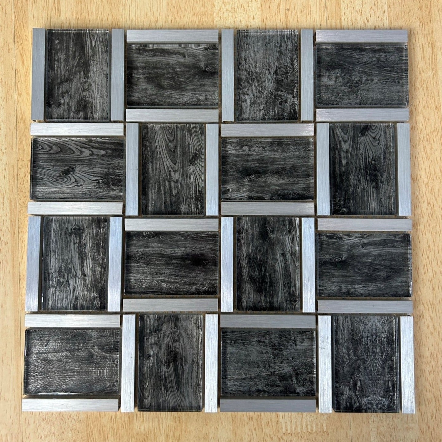 Dark Grey and Light Grey Metal Glass Mosaic Tiles-300*300*8mm-11sheets-1m2-BAW09